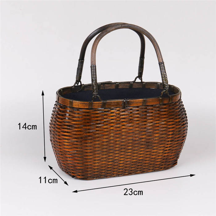 Retro Weave Womens Bamboo Handbag Handmade Large Tote Bag Wicker Basket Bag-Waist Drum Bag