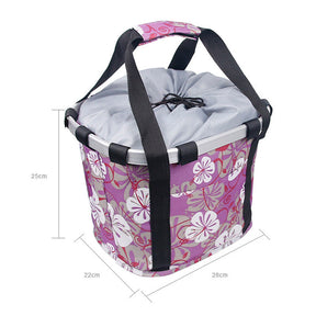 Foldable Detachable Travel Bike Basket for Cats Dogs-Purple