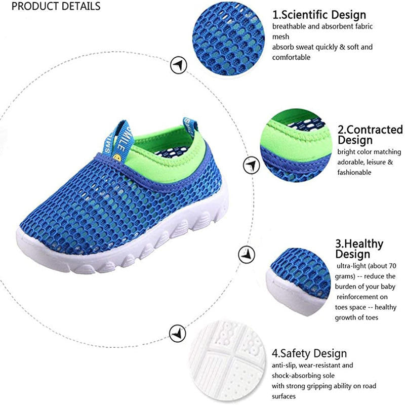 Toddler Kids Water Shoes Breathable Mesh Running Sneakers Sandals for Boys Girls-Blue