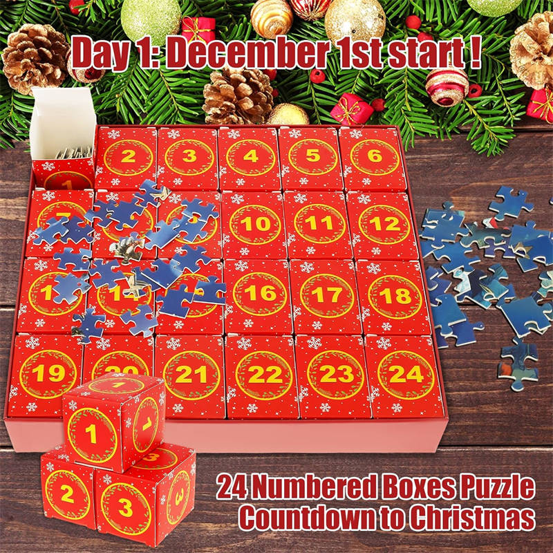 Advent Calendar 2023 Christmas Jigsaw Puzzles Countdown Calendars in 24 Boxes-Santa Claus