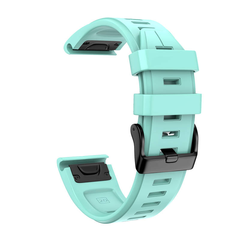 Silicone Replacement Band 20mm Quick Release Easy Fit For Garmin Fenix 5S/5S Plus/6S/6S Pro Smartwatch Black Steel Buckle-Teal