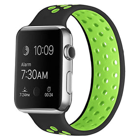 Sports Breathable Silicone Solo Loop Watchband for Apple Watch Series 6/5/4/3/2/1/SE-BlackGreen