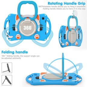 CatB Samsung Tablt Case for Tab A7 10.4  T500/T505/T507/T505N Shockproof Shoulder Strap Handle Stand-Light Blue
