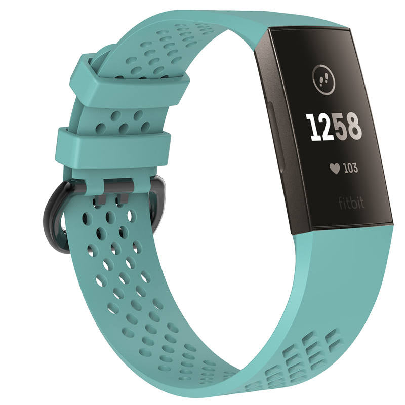 Watch Band for Fitbit Charge 3 Waterproof Band with Breathable Holes for Women Men-Tiffany Blue