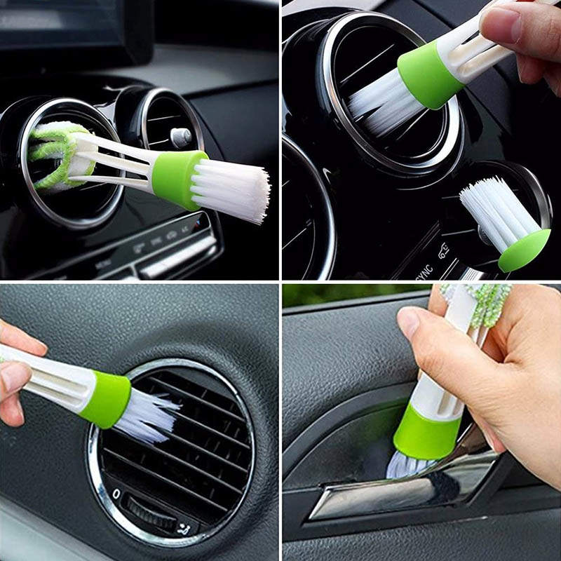 3Pcs Mini Duster Cleaning Cloth and Brush for Car Air Vent Keyboard Blinds Shutter Fan