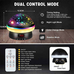 Timing Star Projector Night Light Rotating for Kids With Remote Control-Black