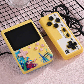 3.0inch Screen Retro Handheld Game Console 500 Classic FC Games Support to TV Output-Two Player-Yellow