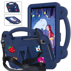 Strawberry Tablet Case with Shoulder Strap Stand for Samsung Galaxy Tab A 8.4 inch 2020-NavyBlue