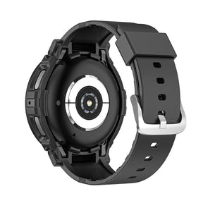 TPU Rugged Watchbands with Protective Case for Samsung Galaxy Watch 5 Pro 45mm Watch 4-Black