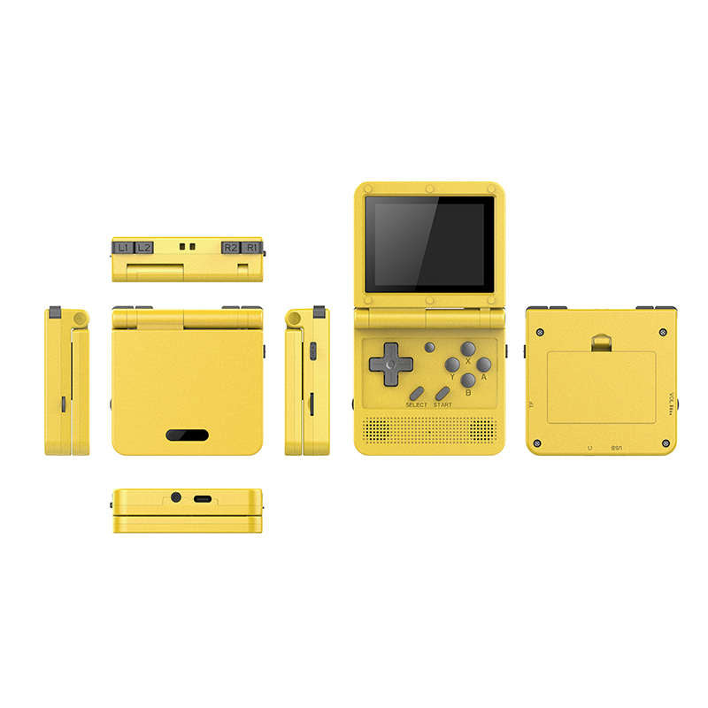 64Bit 3.0 in IPS Retro Flip Handheld Game Console Built in 1000+ Games-Yellow