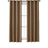2 Panels Solid Color Blackout Curtains for Living Room-Brown