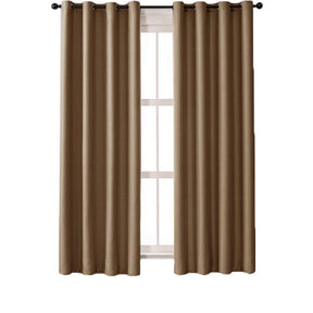 2 Panels Solid Color Blackout Curtains for Living Room-Brown