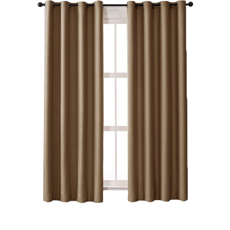 2 Panels Solid Color Blackout Curtains for Living Room-Brown