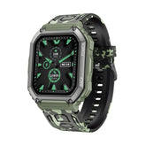 KR06 Mens Military HD Smart Watch Fitness Tracker Heart Rate Sleep Monitor-Green Camouflage