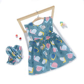 Baby Girl Waterproof Dress Bibs With 2 sleeves Covers-Dark Green Snail