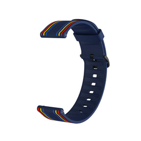 Silicone Band Striped Watch Band For Samsung Galaxy Watch 42/46mm Gear S3 Frontier/Classic(Rainbow Blue)