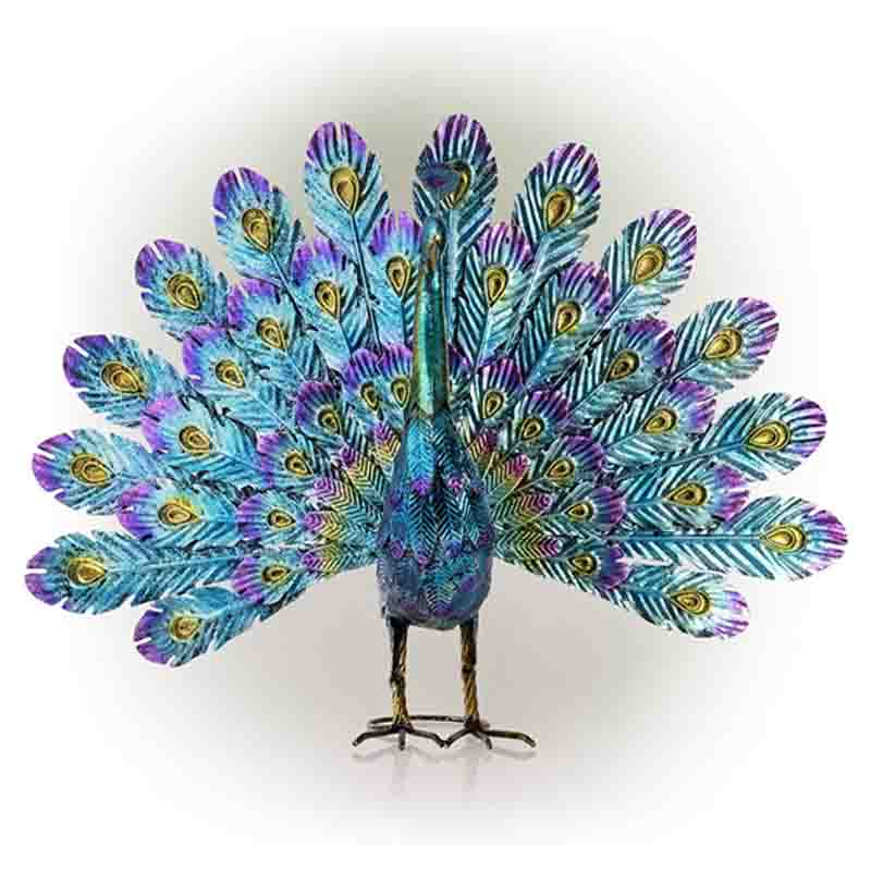 Garden Metal Peacock Statue Beautiful Texture Robust Anti Rust Suitable for Lawn Patio