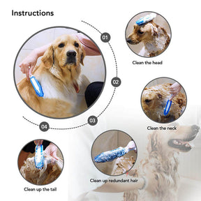 2 Pcs Pet Hair Remove Brush Portable Dog Cat Rubber Massage Brush-BluePink