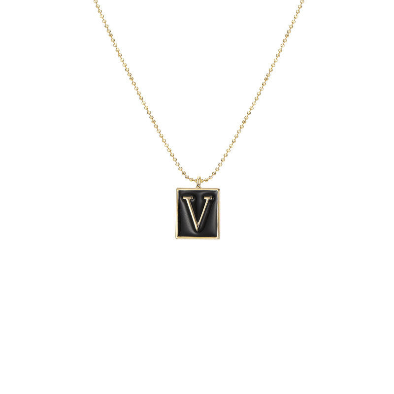 English Letters Oil Drop Pendant Necklace As Gift For Men Women-V