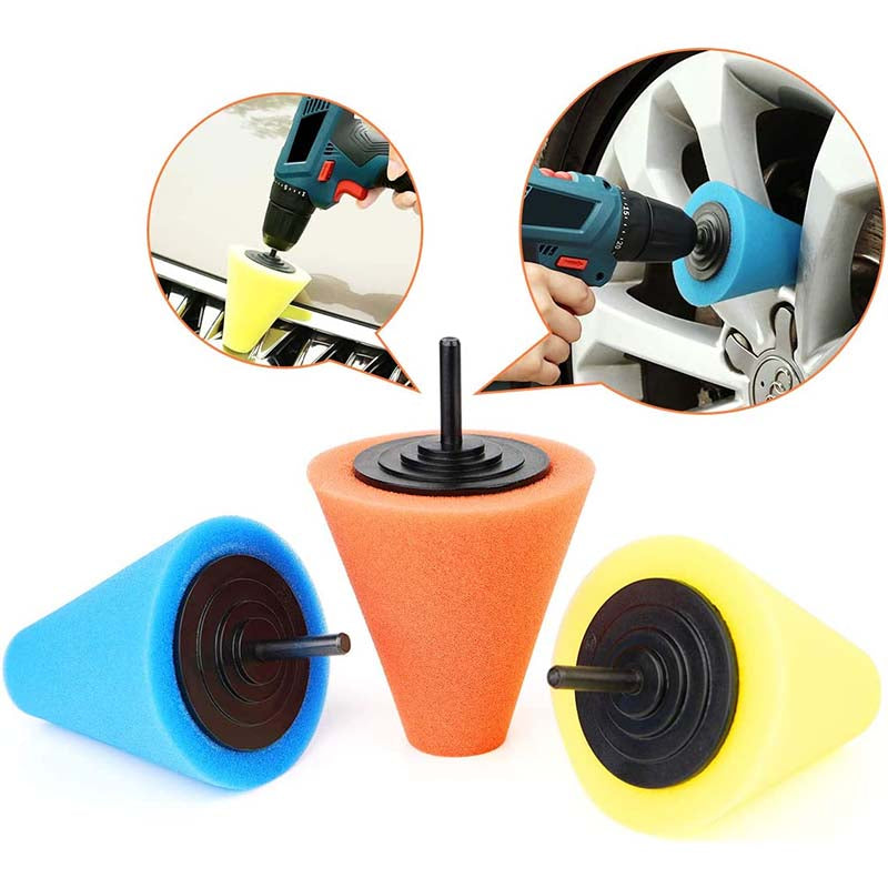 3Pcs Drill Buffing Sponge Pads 3 Kinds of Hardness Foam Polisher Buffer Pad for Car Wheels Hub Care