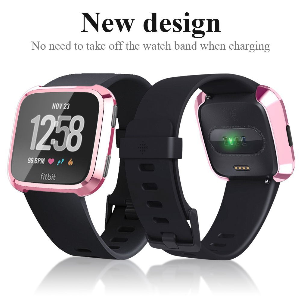 For Fitbit Versa Electroplated TPU Watch Case -Pink