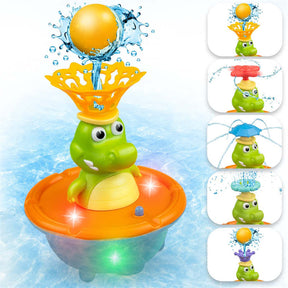 Baby Bath Toys Fountain Crocodile with 5 Modes Water Spray Light Up for Ages 1-8