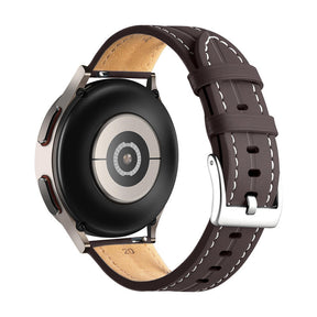 Genuine Leather Watchband Groove for Galaxy Watch 42mm/Samsung Gear S3-Coffee