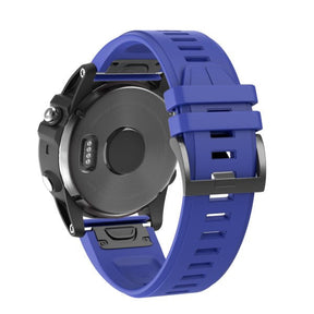 22mm 26mm Sport Silicone Watchband For Garmin Fenix  5Plus/5X Plus Easy Fit Quick Release Starp Black Steel Buckle-Sapphire