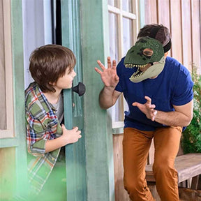 Movable Jaws Dinosaur Mask Kids Costume Party Gifts-Green