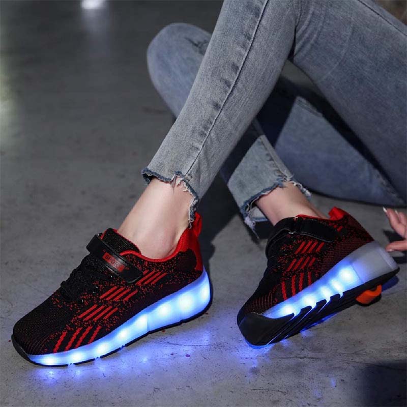 Kids LED Rechargeable Roller Skate Shoes with Single Wheel