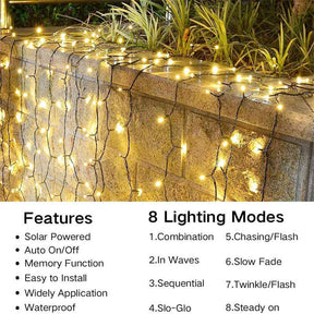 Solar Christmas Lights 72ft 200 LED 8 Modes Solar String Lights Waterproof-Warm White