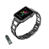 RZK Stainless Steel Watch Band Adjustable Wristbands for Apple IWatch Series SE/1/2/3/4/5/6 For Women-Black