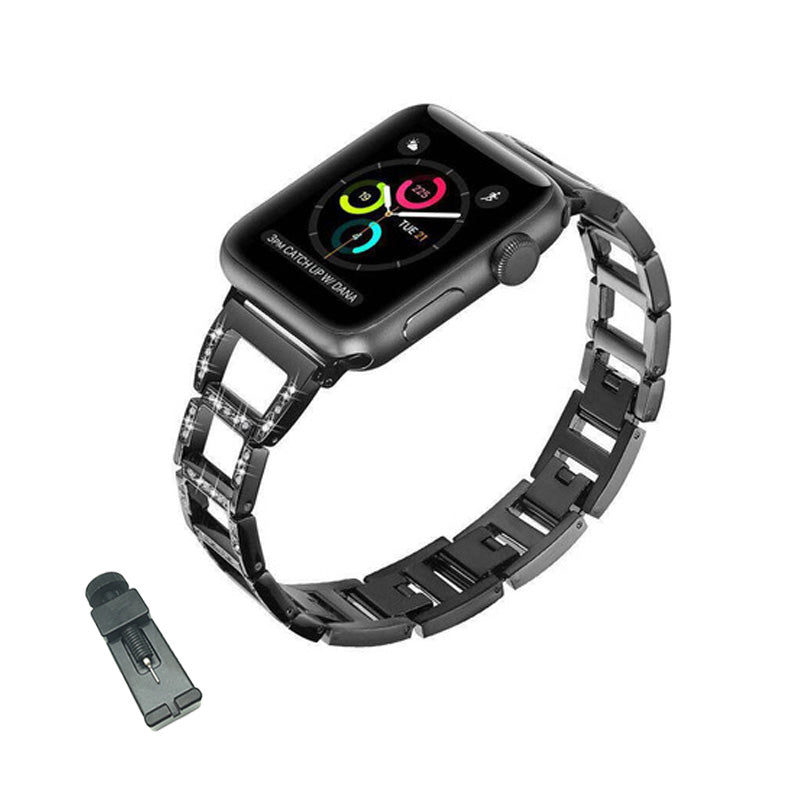 RZK Stainless Steel Watch Band Adjustable Wristbands for Apple IWatch Series SE/1/2/3/4/5/6 For Women-Black