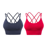 2 Pcs Cross Back Sports Bras Padded Low Impact Vest for Running-Set6
