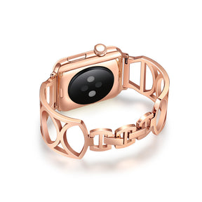 Fashion Hollow Metal Watch Band For Apple Watch SE/6/5/4/3/2/1(Rose Gold)