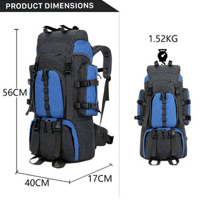 55L Backpack Internal Frame Hiking Water Resistant Travel Packs with Rain Cover-Blue