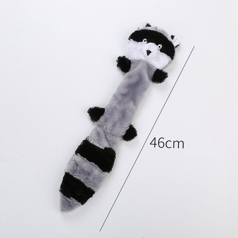 3Pcs No Stuffing Squeak Plush Dog Toy Fox Raccoon Squirrel