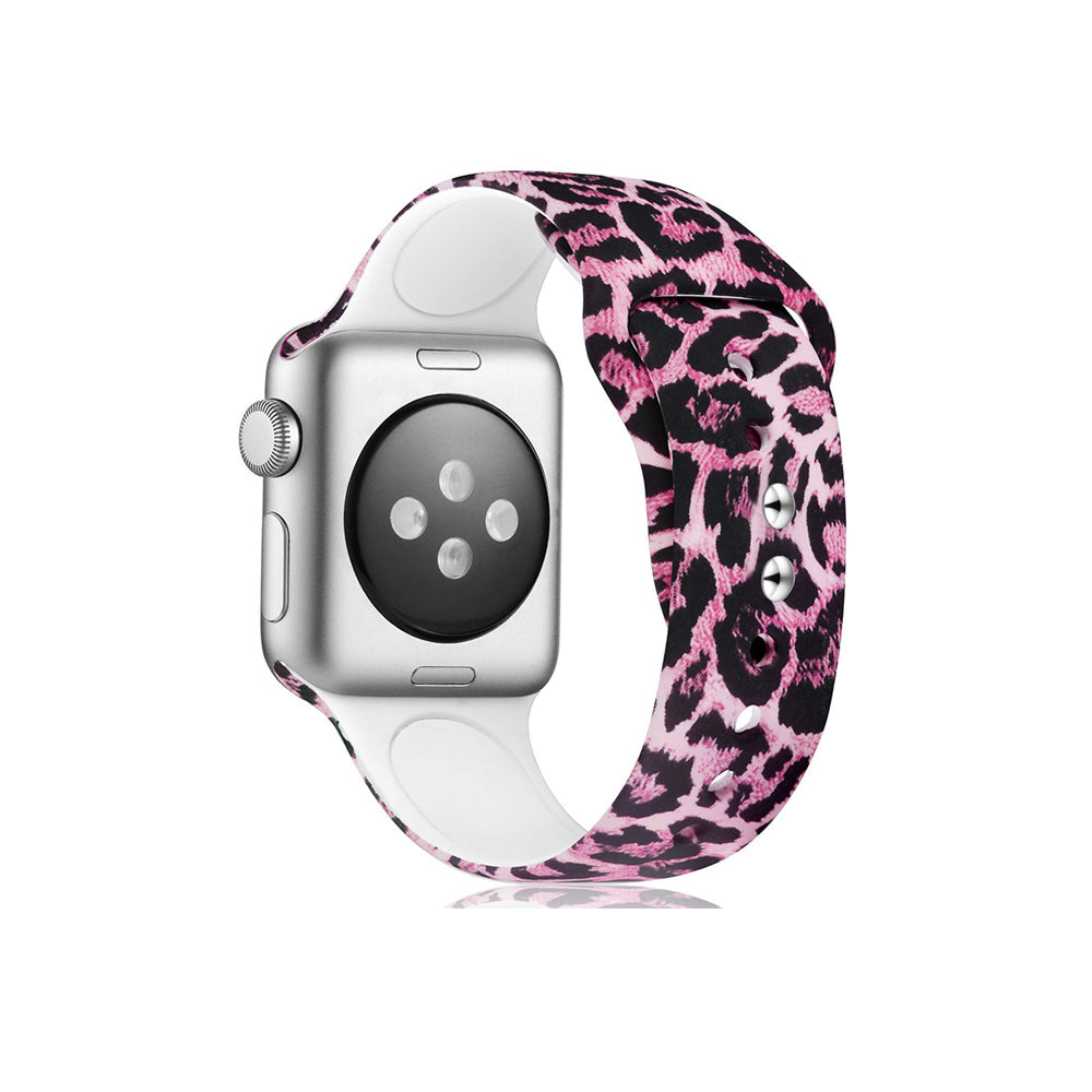 Color Printing Silicone Watch Band For Apple Watch SE/6/5/4/3/2/1(Pink Leopard)