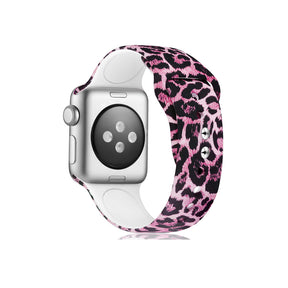 Color Printing Silicone Watch Band For Apple Watch SE/6/5/4/3/2/1(Pink Leopard)