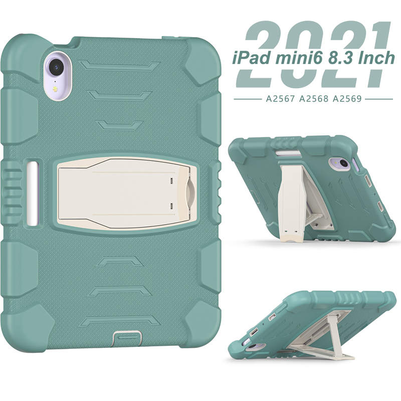 KingKong iPad Case For iPad Mini 6 Three-Layer Hybrid Protective Case With Holder-EmeraldGreen