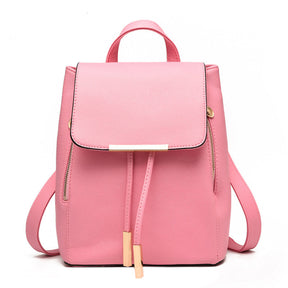 Fashion PU Leather Women Backpack Anti-theft Travel Bag-Pink