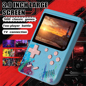 3.0inch Screen Retro Handheld Game Console 500 Classic FC Games Support to TV Output-Blue