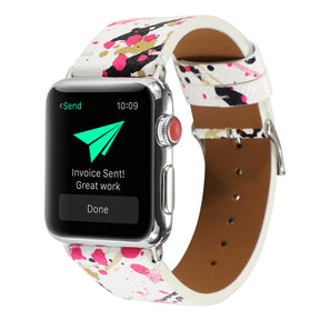 Graffiti Painted PU Leather Watch Band Microfiber Design For Apple Watch SE/6/5/4/3/2/1(Graffiti3)