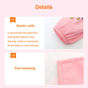 Kids Waterproof Apron Cooking Bib with Sleeve Covers for Painting-Pink Lamb