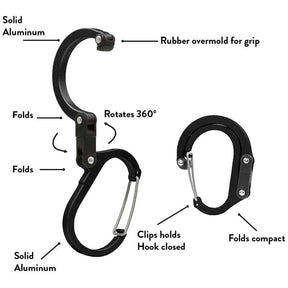 2Pcs Medium Carabiner Clip D Ring Hook for Camping Hiking-Black