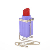 Women Acrylic Lipstick Shape Evening Purses Vintage Banquet Handbag-Purple Red