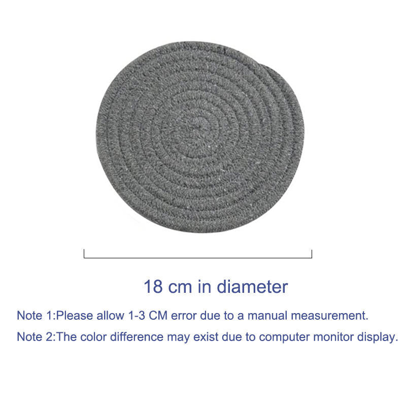 3 Pcs Potholders Colorful Cotton Thread Weave Stylish Coasters Heat Insulation Table Mat by Diameter 18CM-Grey