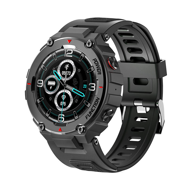 F26 Military Smart Watch with Bluetooth Calling Music Player Heart Rate Sleep Monitor-Black