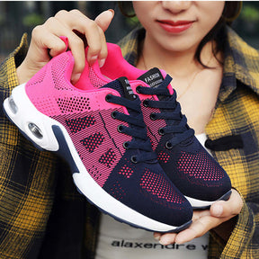 Womens Jogging Shoes Mesh Casual Lightweight Cushioned Sneakers-Blue Red