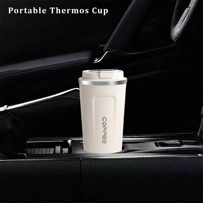 510ML Smart Travel Coffee Mug 304 Stainless Steel LED Display with Rope-White